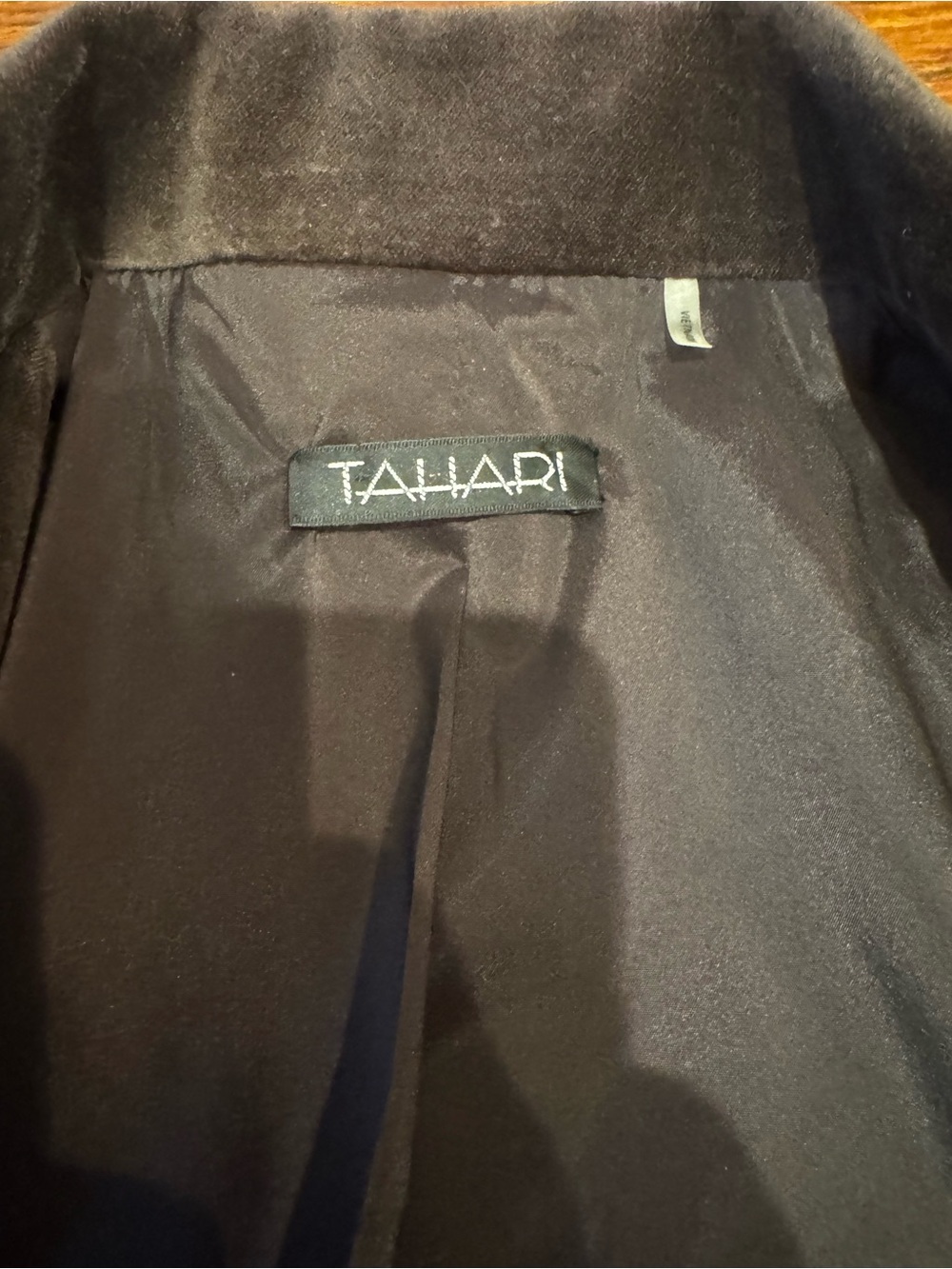 Tahari Brown Velvet Tailored One-Button Blazer - Picture 10 of 10